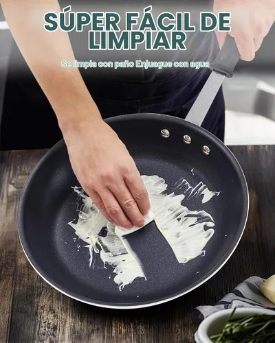 Vista 6 de Sartén antiadherente Cooks Standard de 8 pulgadas, sartén resistente de aluminio para profesionales, sartén de omelette metálica