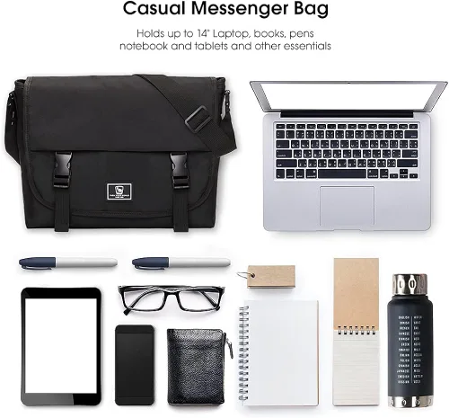 Vista 3 de OIWAS clásico bolso de mensajero para hombres - 14 pulgadas escuela Satchel Bolsas para niños portátil hombro ocio Crossbody hombres mujeres librero