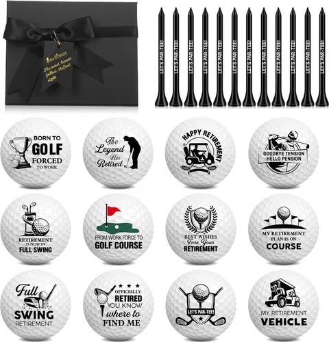 Vista 8 de Arrowbash Pelotas de golf de jubilación con camisetas y caja de regalo, regalos divertidos de jubilación para papá, compañeros de trabajo, golfistas