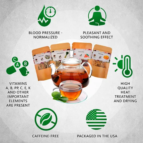 Vista 4 de TeaDreamTea Muestra de té de hierbas sueltas 8 paquetes de té de hierbas Té de hierba de limón Hoja suelta Té de caléndula flores secas Té