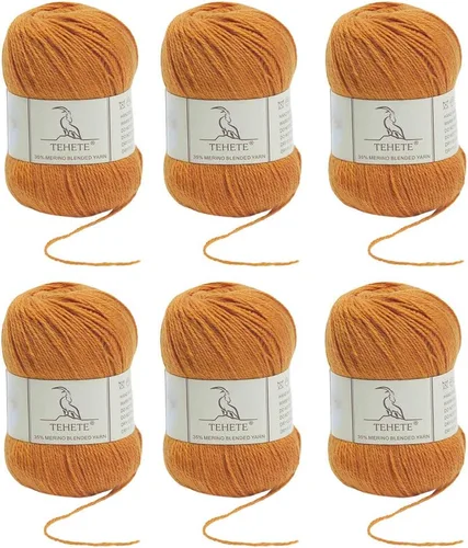 Vista 15 de Ovillo de lana de merino para tejer (3 capas) suave y ligero de 150g para ganchillo (Beige)