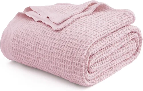 Vista 14 de Bedsure Gentlesoft - Manta de 100 % algodón, tamaño Twin XL, para dormitorio universitario, transpirable y suave, manta Twin de tejido waffle