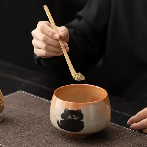Vista 6 de Juego de batidor de matcha, juego de 4 piezas para ceremonia de matcha con batidor de matcha, cuchara de bambú de matcha, soporte para batidor