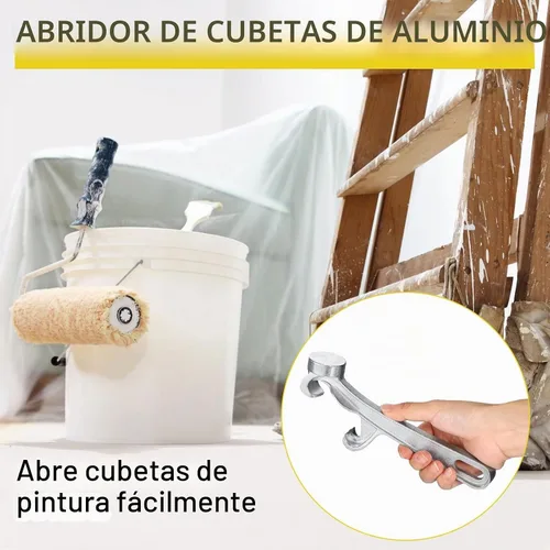 Vista 3 de 1 herramienta abridor de cubos de 5 galones de metal para pepinillos, tapa de bote de pintura con asa, herramienta de extracción de llaves