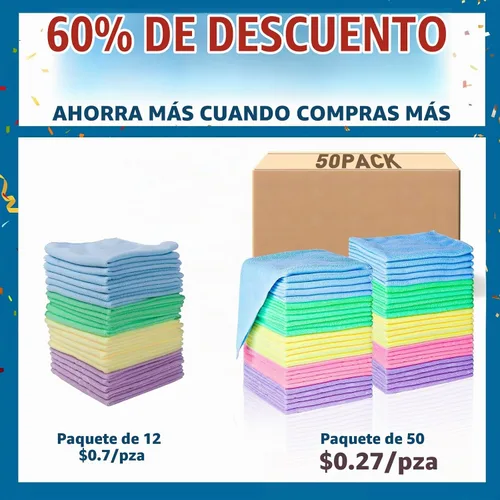 Vista 2 de TEAWOO Paños de limpieza de microfibra, paquete de 100 toallas de 5