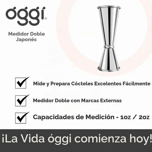 Vista 7 de OGGI Jigger japonés para bartending, doble jigger de 2 onzas, 1 oz, 1.0 fl oz/2.0 fl oz, Jigger de tiro medidor, accesorios ideales para barman
