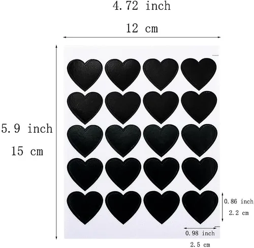 Vista 2 de SaktopDeco 500 calcomanías de corazón negro con forma de corazón oscuro, autoadhesivas, góticas, álbumes de recortes, calcomanías para manualidades