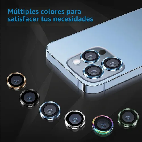 Vista 6 de Compatible con iPhone 13 Pro para iPhone 13 Pro Max, protector de lente de cámara antiarañazos, vidrio templado 9H, protector de cámara de metal a