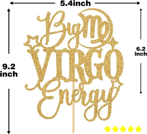 Vista 2 de Big Virgo Energy Cake Topper, feliz cumpleaños Virgo en agosto/septiembre, temporada de Virgo, 12 artículos de decoración de fiesta de cumpleaños