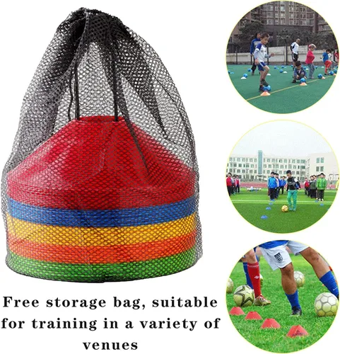 Vista 3 de 30 conos de disco de entrenamiento de agilidad con bolsa de transporte para entrenamiento, fútbol, baloncesto, niños, deportes, marcadores de cono