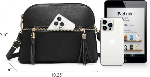 Vista 4 de Dasein - Bolso de hombro para mujer con cremallera y múltiples bolsillos