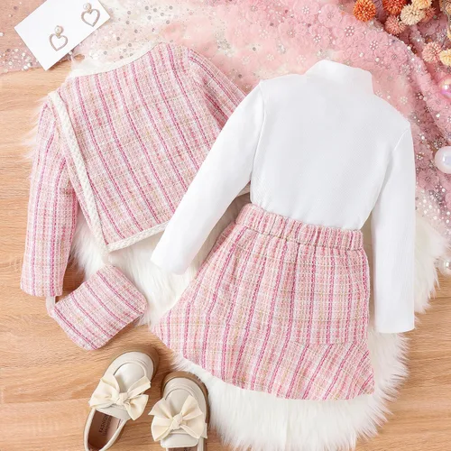 Vista 6 de Fernvia Conjunto de 2 piezas de minifalda de punto con volantes y cuello alto para bebé niña