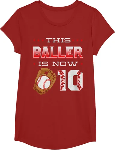 Vista 51 de This Baller Is Now 10 - Camiseta de béisbol para fiesta temática de cumpleaños número 10, Negro