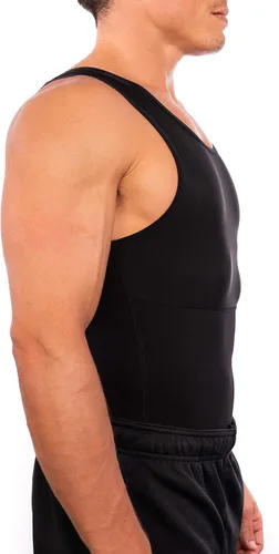 Vista 11 de Esteem Apparel Max - Camiseta de compresión para hombre para el pecho y el cuerpo, moldeadora de vientre, camiseta sin mangas para hombre