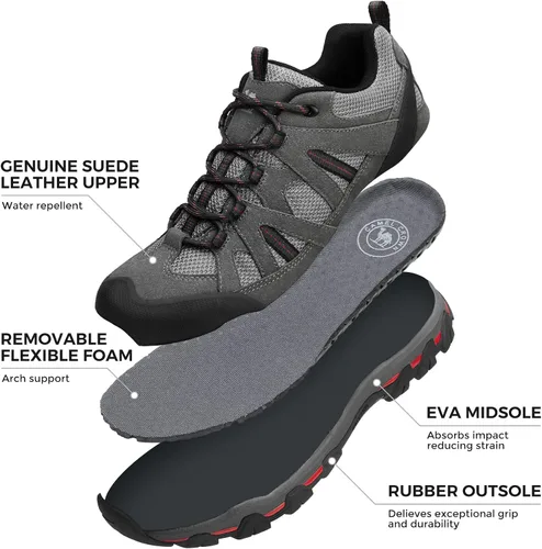 Vista 3 de CAMELSPORTS Zapatos de senderismo para hombre, transpirables, ligeros, zapatos de cuero para caminar, zapatos de senderismo y senderismo, talla 7 a