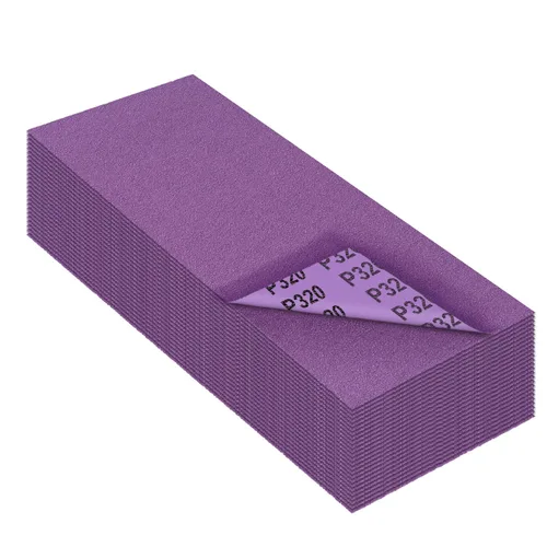 Vista 17 de Papel de lija de grano 80, hojas de lija en seco y húmedo, papel de arena abrasivo de cerámica de alto rendimiento para acabado de muebles