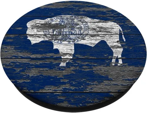 Vista 2 de Wyoming Bandera de madera climatizada – PopSockets agarre y soporte para teléfonos y tabletas