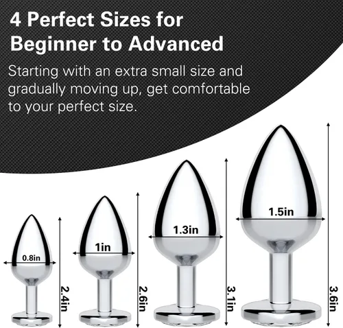 Vista 2 de Vikkiy Anal Plug Beginner Set, 4 PCS Stainless Steel Butt Plug Kit