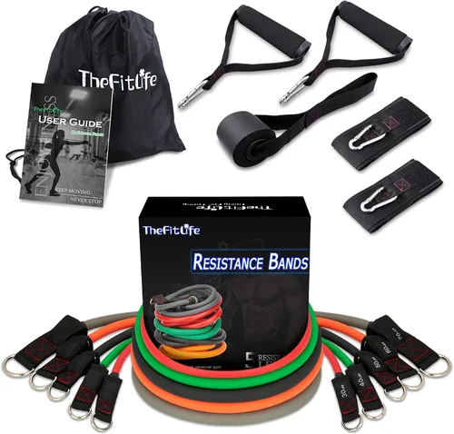 Vista 11 de Resistance Bands with Handle Set - for Men and Women, Workout Bands for Strength Exercise, with Handles, Door Anchor & Ankle Straps, for Rehab, Yoga