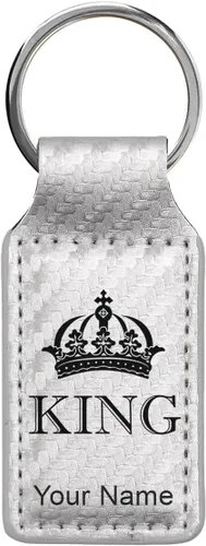 Vista 41 de Llavero rectangular, corona de rey, grabado personalizado incluido, Bambú