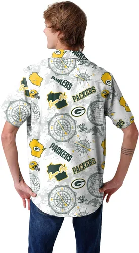 Vista 3 de FOCO Men's NFL Team Logo Floral Aloha Tropical Mercader Button Up Shirt