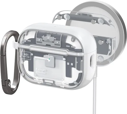 Vista 11 de Spigen Funda ultra híbrida diseñada para AirPods Pro 2 (2022/2023) TPU & PC Dual Layer Protection, Anti-Yellowing Clear Cover with Wireless