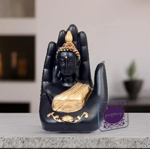 Vista 12 de Purpledip Ídolo de resina Lord Buda: Estatua para decoración de meditación (11027A)