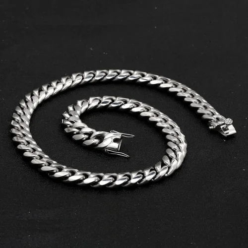 Vista 8 de ROWIN&CO Mens Miami Cuban Link Chain Silver Heavy Stainless Steel Curb Chain Necklace Hip hop Punk Jewelry Choker Chain, 15mm Width 18-36 inch
