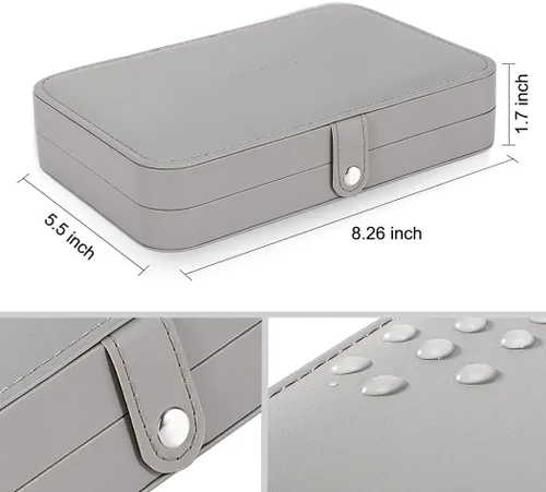 Vista 6 de LANDICI - Caja de joyería pequeña para mujeres y niñas, estuche organizador de joyería de viaje de cuero PU, soporte portátil para almacenamiento