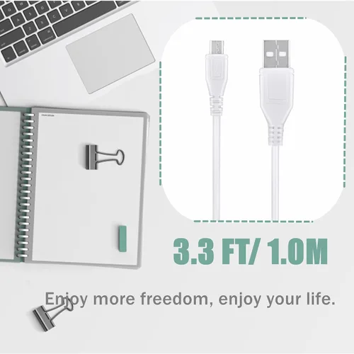 Vista 4 de 5ft White Micro USB Data Cable PC Cord Replacement for 8 CHUWI V80 Android 4.0 Dual Core Amlogic-8726 MX Tablet PC