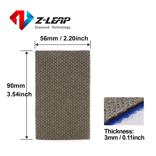 Vista 2 de Hoja de papel de diamante galvanizado papel de lija gancho y bucle respaldo de nylon para pulido a mano vidrio porcelana cerámica 4 piezas