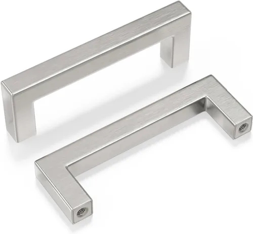 Vista 46 de Goldenwarm 1 paquete de manija cuadrada negra para cajones de gabinete de barra, de acero inoxidable, herrajes modernos para gabinetes de cocina