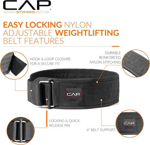 Vista 3 de CAP Barbell Cinturón de levantamiento de pesas de nailon premium Múltiples opciones