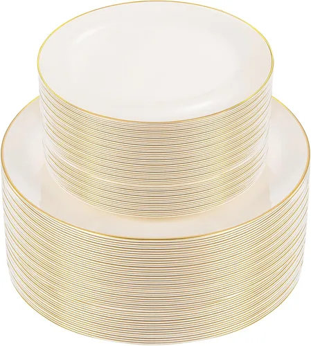 Vista 19 de PULOTE 100 piezas de platos de plástico negro desechables - Premium resistente 50 platos negros para cena, 50 platos para postre/ensalada - Ideal