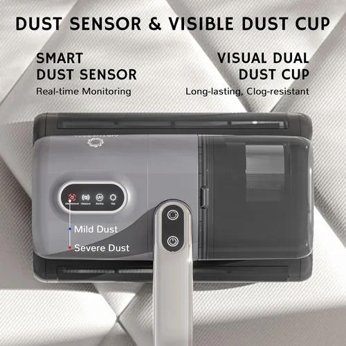 Vista 3 de AIRTHEREAL Aspiradora de colchón M1, aspiradora de cama 6 en 1 con vibración de alta frecuencia, rotación de cepillo doble de 80,000 RPM, luz UV-C