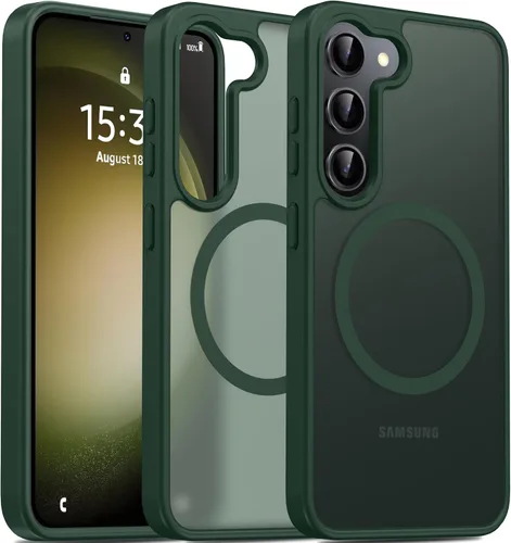 Vista 21 de Oterkin Funda magnética para Samsung Galaxy A17 mate, funda de teléfono A17 compatible con MagSafe esmerilada, translúcida, a prueba de golpes Negro