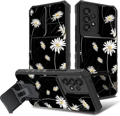 Vista 34 de Funda para Samsung Galaxy A53 5G con funda para cámara y soporte de soporte, resistente, a prueba de golpes, TPU funda protectora para Samsung Flor