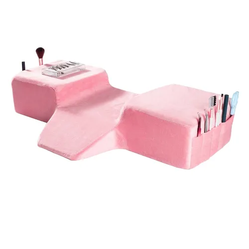 Vista 8 de Almohada de extensión de pestañas para salón de belleza de espuma viscoelástica con funda de terciopelo Almohada ergonómica de curva mejorada