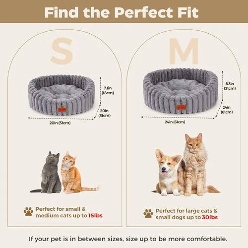 Vista 6 de Avont Cama para gatos de interior, esponjosa y lavable con borde elevado Gris