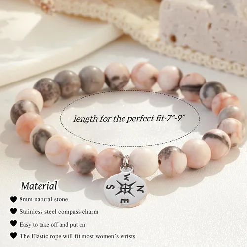 Vista 25 de HGDEER Pulsera de jubilación de piedra natural para mujeres/hombres 2024, regalos de despedida de despedida, regalo de San Valentín para compañeros