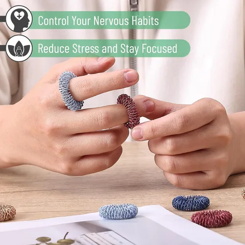 Vista 4 de Mr. Pen- Anillos sensoriales con puntas, paquete de 10, coloridos Stress Relief Fidget Sensory Toys, Fidget Ring for Anxiety, Massager