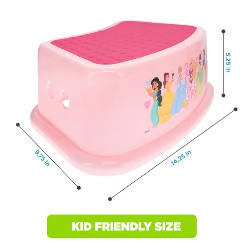 Vista 2 de Disney Princess Loving Life Taburete Escalón - Taburete para niños, entrenamiento para ir al baño, antideslizante, baño, cocina, ligero
