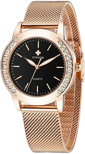 Vista 8 de MASTOP Relojes de Lujo para Mujeres Relojes Analógicos de Cuarzo Reloj Pulsera Reloj Banda de Malla Impermeable Relojes de Pulsera para Damas A