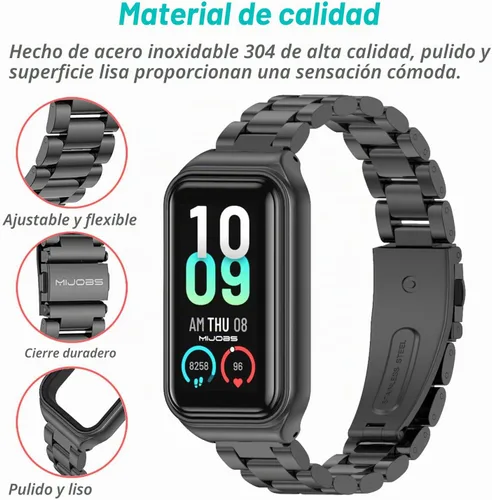 Vista 4 de Correa de repuesto de metal para Amazfit Band 7, compatible con Amazfit 7 Fitness Tracker