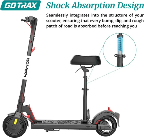 Vista 3 de Gotrax Asiento plegable para scooter, solo para APEX MAX, Fusion E-Scooter, ajustable, cómodo con absorción de golpes, soporta hasta 264 libras