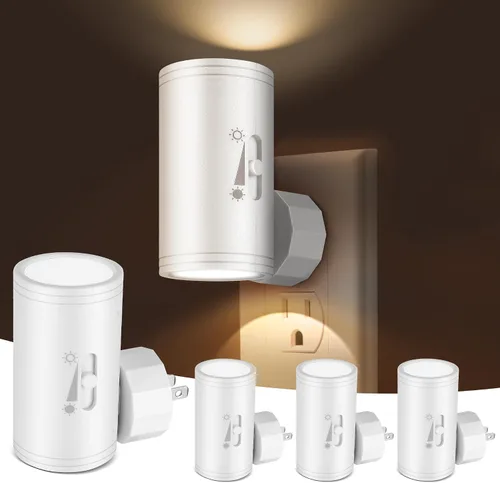Vista 8 de Paquete de 6 mini luces LED nocturnas enchufables de pared - Del anochecer al amanecer encendido y apagado automático, 2700 K blanco cálido