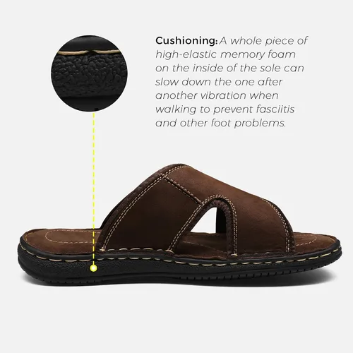 Vista 3 de Jousen Sandalias de cuero para hombre, sandalias de pescador retro para exteriores con soporte de arco para hombre