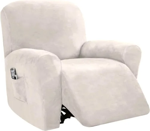Vista 14 de PrinceDeco Funda para silla reclinable, fundas elásticas de terciopelo para sofá reclinable, estilo de 4 piezas, fundas para sillas reclinables