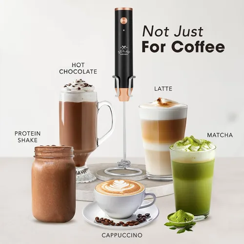 Vista 235 de Zulay Milk Boss Espumador de leche potente manual, hace espuma para latte, batidor para mezclar bebidas, café, miniespumador para capuchino, frappé