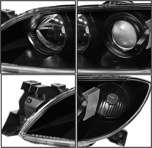 Vista 5 de Headlight Assembly Compatible with 2004-2009 Mazda 3 Sedan 4-Door Headlamp Driver and Passenger Side (Black Housing with Clear Reflector)